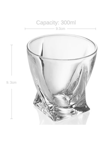 Intirilife Whisky Glas 'TWISTED' - Whiskey Kristallglas in Kristall Klar
