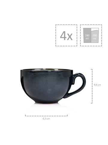 Sänger 8-tlg. Kaffeetassen Set Kopenhagen in Grün aus Steingut