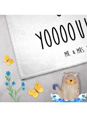 Mr. & Mrs. Panda Gästetuch Bär Gitarre mit Spruch in Weiß