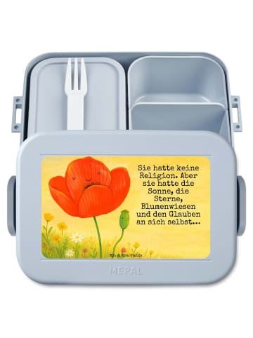 Mr. & Mrs. Panda Bento Box Blume Mohnblume Design mit Spruch in Blau Pastell