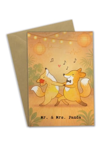 Mr. & Mrs. Panda Klappkarte Füchse Salsa tanzen Design ohne Spruch in Weiß