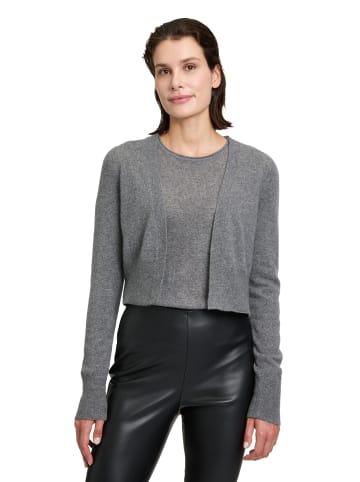 Betty Barclay Kaschmir-Strickjacke mit Rippbündchen in Grey Melange