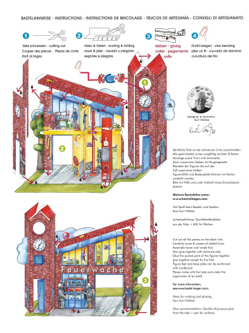 Atelier Feuerwache mit Feuerwehr Bastelbogen Ausschneidebogen | Bastelset Feuerwehr...