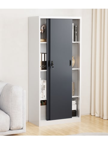 VCM  Büroschrank Stahlschrank abschließbar Malivo 4fach in Weiß / Anthrazit