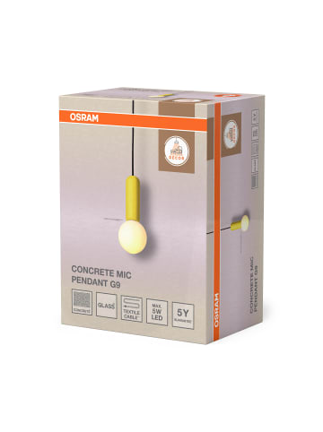 Osram Decor Concrete Mic Pendelleuchte G9 100mm Gelb