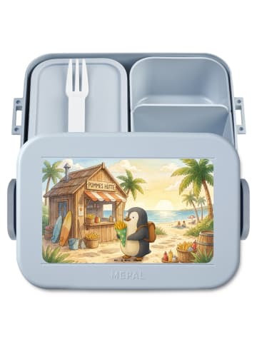 Mr. & Mrs. Panda Bentobox Pinguin Pommestüte Design ohne Spruch in Blau Pastell