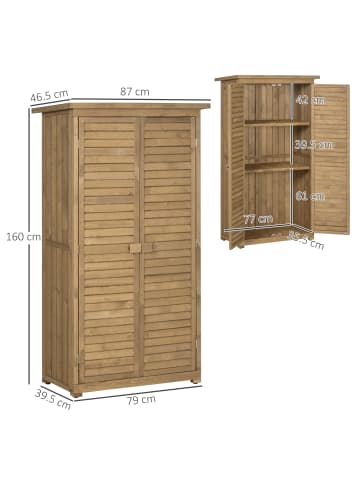 Outsunny Gartenschrank,87cm x 46,5cm x 160cm,natur