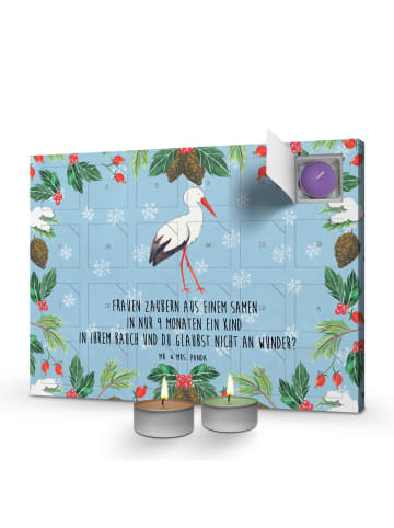 Mr. & Mrs. Panda Duftkerzen Adventskalender Storch mit Spruch in Eisblau