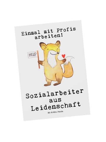 Mr. & Mrs. Panda Postkarte Sozialarbeiter Leidenschaft mit Spruch in Weiß