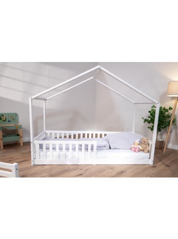 tiSsi tiSsi® Bodenbett / Hausbett ENNO 90x200 cm Buche weiß inkl. opt. Dach