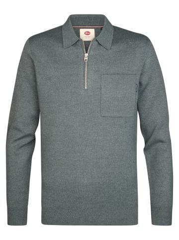 Petrol Industries Strukturstrickpolo steelfield in Grün