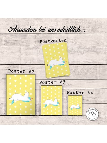 Mr. & Mrs. Panda Poster Einhorn Sternenhimmel ohne Spruch in Gelb Pastell