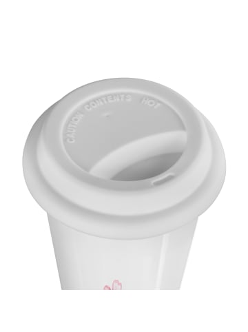 Mr. & Mrs. Panda Mehrwegbecher Kirschlüten Meer ohne Spruch in Weiß