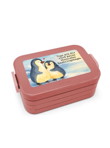 Mr. & Mrs. Panda Bentobox Pinguin umarmen Design mit Spruch in Rot Pastell