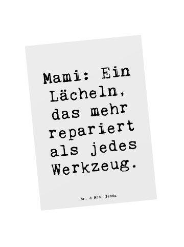 Mr. & Mrs. Panda Postkarte Mami Lächeln mit Spruch in Weiß