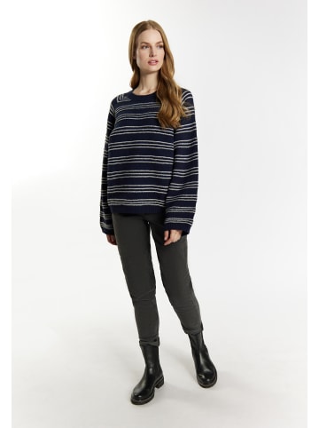 DreiMaster Damen Strickpullover in Marine Wollweiss