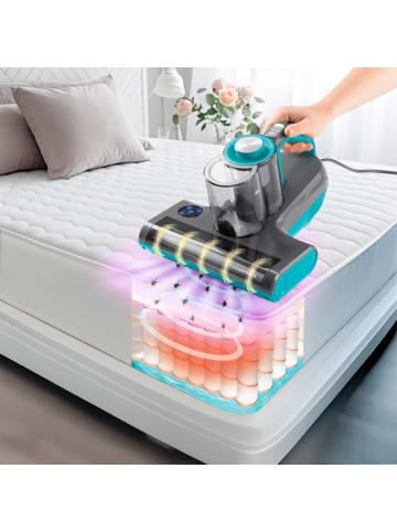 Clean Maxx Milben-Handstaubsauger mit UV-C-Licht 450W grau/blau grau