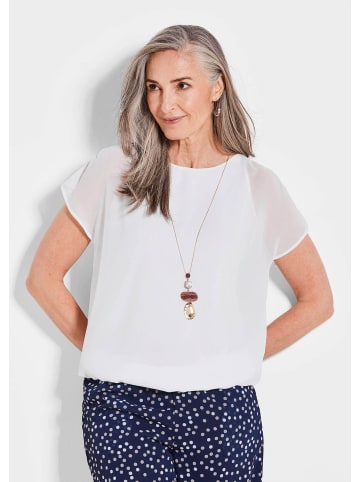 GOLDNER Kurzgröße:  Chiffonbluse Luftige Bluse mit Chiffon, Kurzarm in weiß