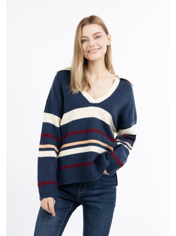 DreiMaster Damen Strickpullover in Marine Mehrfarbig