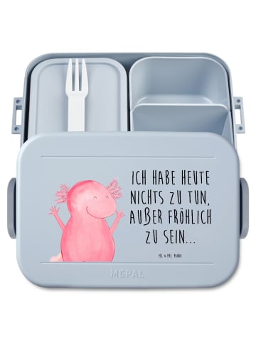 Mr. & Mrs. Panda Bento Box Axolotl Hurra Motiv mit Spruch in Blau Pastell