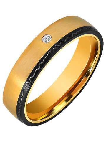 Adeliás Damen Ring aus Edelstahl mit Strass Steinchen in gold