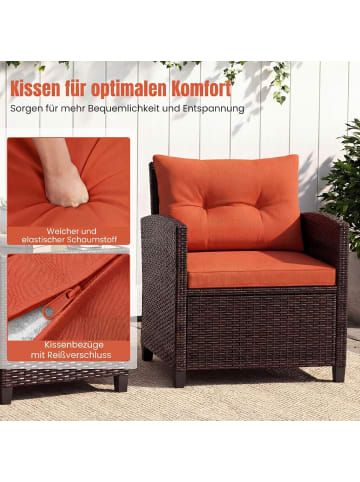 COSTWAY 3-tlg. Polyrattan Lounge Set in Orange