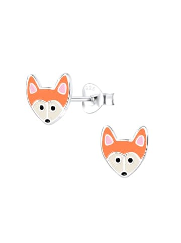 Alexander York Kinderohrstecker FUCHSKOPF in 925 Sterling Silber, 2-tlg. in orange