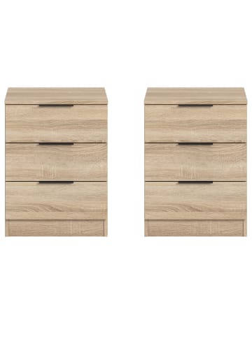 Inn.Furn Nachttisch 2er Set Eiche Sonoma 45 x 60 cm, Nachtkommode in Komforthöhe