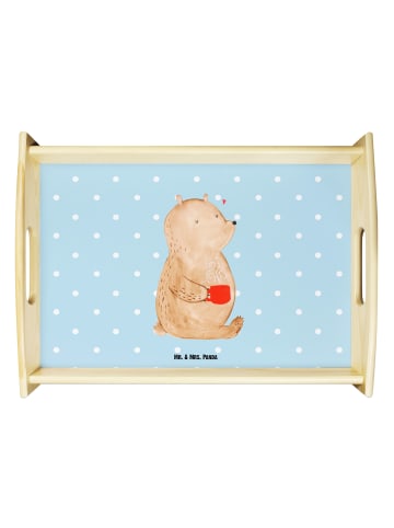 Mr. & Mrs. Panda tablett aus holz Bär Kaffee ohne Spruch in Blau Pastell