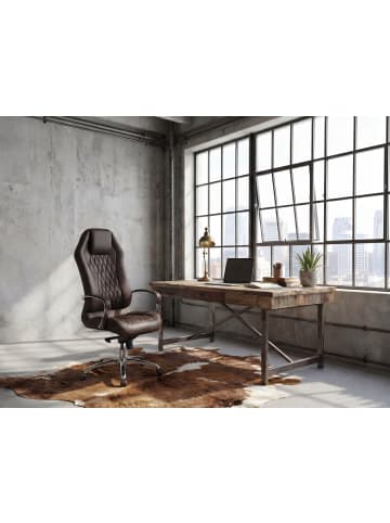 FineBuy Bürostuhl in Braun / Leder / 70x67x136