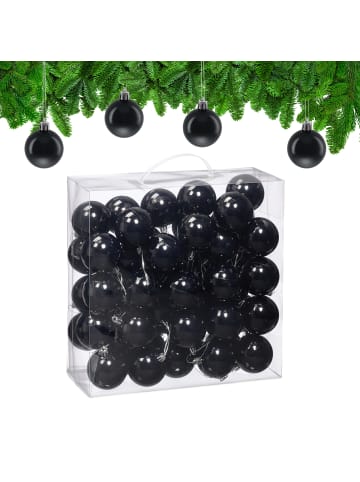 relaxdays 50-tlg. Weihnachtskugeln Set in Schwarz