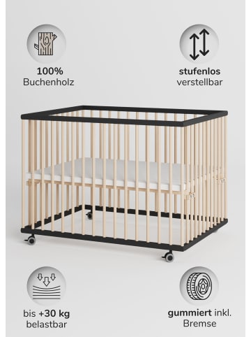 Sämann Sämann Laufgitter mit Schlupfsprossen - schwarz/natur - Premium Kollektion