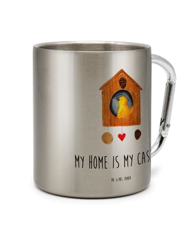Mr. & Mrs. Panda Becher Aus Edelstahl Vogel Haus mit Spruch in Silber