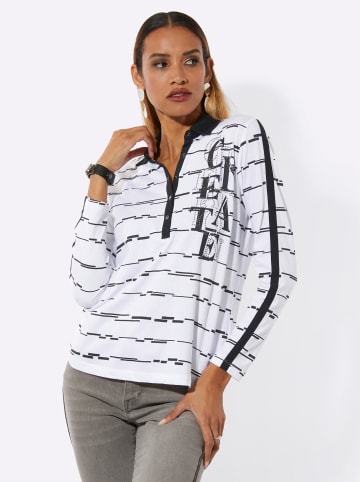 creation L Poloshirt in weiß-schwarz-geringelt