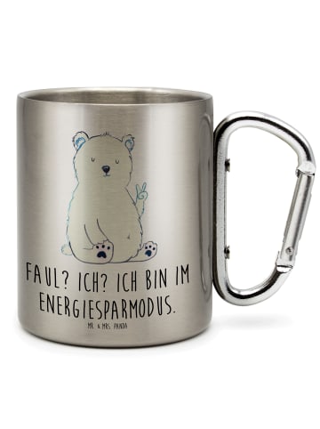 Mr. & Mrs. Panda Teetasse Eisbär Faul mit Spruch in Silber