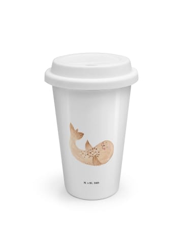 Mr. & Mrs. Panda Thermobecher Robbe Liegen ohne Spruch in Weiß