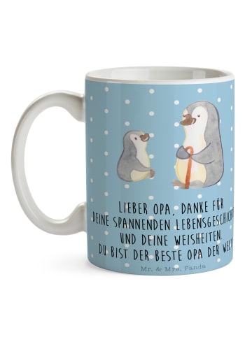 Mr. & Mrs. Panda Mug Pinguin Opa Enkel mit Spruch in Blau Pastell