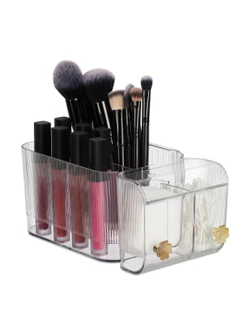 relaxdays Kosmetik Organizer in Transparent/ Gold - (B)24 x (H)10 x (T)12,5 cm