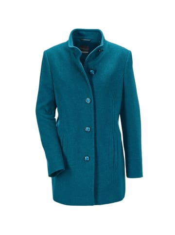 GOLDNER Eleganter Wintermantel mit Stehkragen in petrol