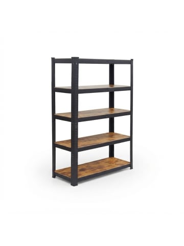relaxdays Schwerlastregal in Schwarz/Braun - (B)100 x (H)200 x (T)40 cm