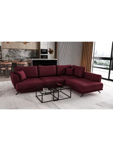MF Design Lardo Recamiere Rechts in Weinrot -  (L) 191 x (B) 276 x (H) 90 cm