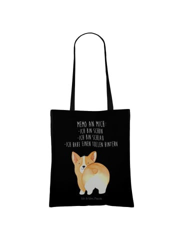 Mr. & Mrs. Panda Tragetasche Corgi Po mit Spruch in Schwarz