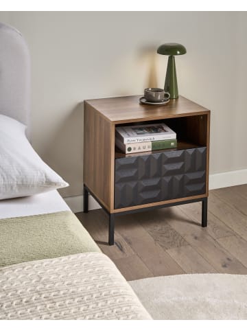 Beliani Nachttisch CARAQUET in Braun/Schwarz - (W) 50 x (H) 60 x (L) 40 cm