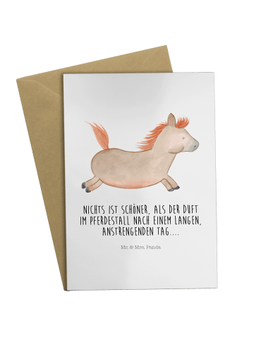 Mr. & Mrs. Panda Grußkarte Pferd Springen mit Spruch in Weiß