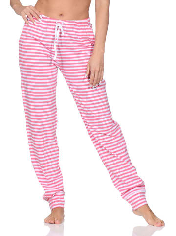 NORMANN Damen Pyjama Hose lang Mix & Match in pink