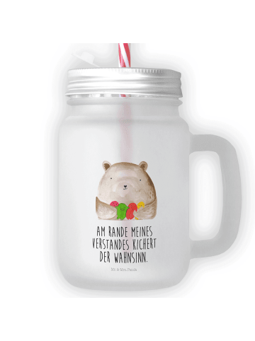 Mr. & Mrs. Panda Trinkglas Mason Jar Bär Gefühl mit Spruch in Transparent