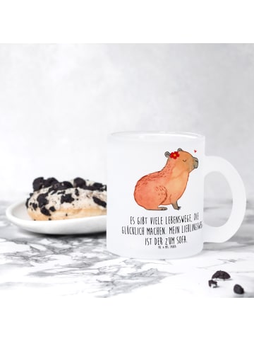 Mr. & Mrs. Panda Teetasse Capybara Blume mit Spruch in Transparent