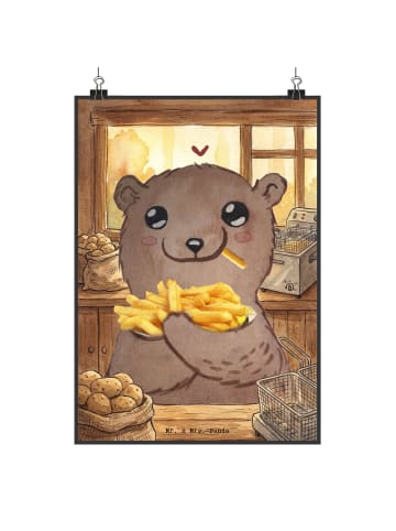 Mr. & Mrs. Panda Plakat Bär Pommes verliebt Design ohne Spruch in Weiß