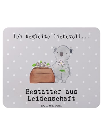 Mr. & Mrs. Panda Mousepad Bestatter Leidenschaft mit Spruch in Grau Pastell
