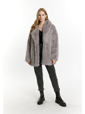 DreiMaster Damen Mantel Aus Webpelz in Grau Mauve